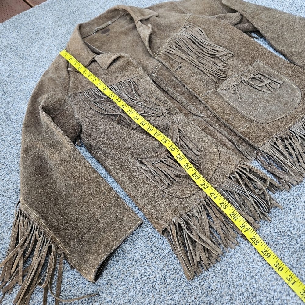 Vintage 1950s 1960s Suede Leather Fringe Western Jacket Brown Cowgirl Size M L - Picture 6 of 17